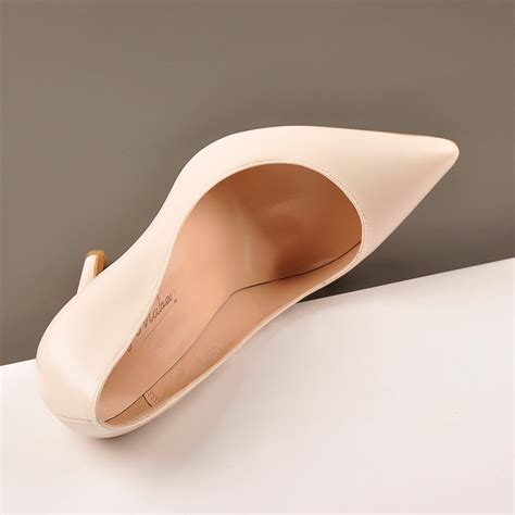 8cm 10cm 12cm Beige Pointed Toe Slip On High Heel Pumps Onlymaker