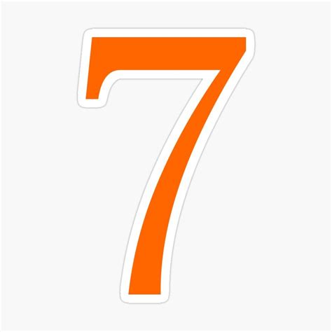 7 Number Orange Color Design Sticker