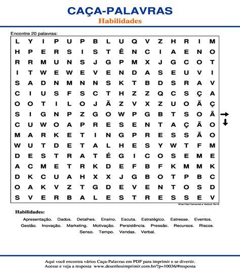 Caça Palavras Habilidades para imprimir Desenhos Imprimir