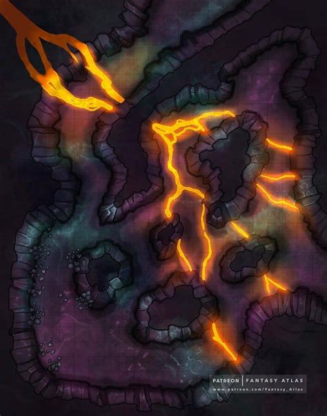 Lava Tunnels 22 X 28 Battlemaps Dnd World Map Dungeon Maps