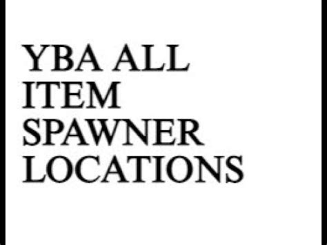 [YBA] item spawn locations - YouTube