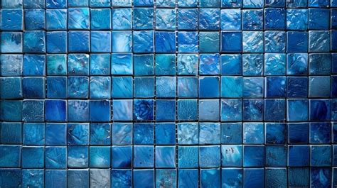 Premium Photo | Pattern of blue mosaic tiles on the wall texture background