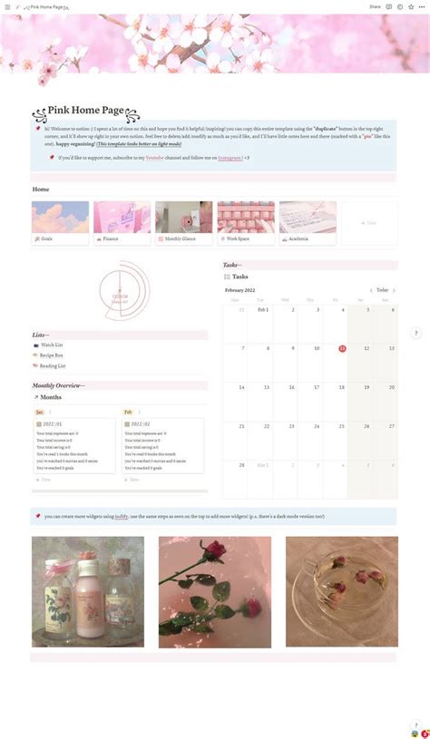 Pink Notion Template In Notions Aesthetic Template Templates