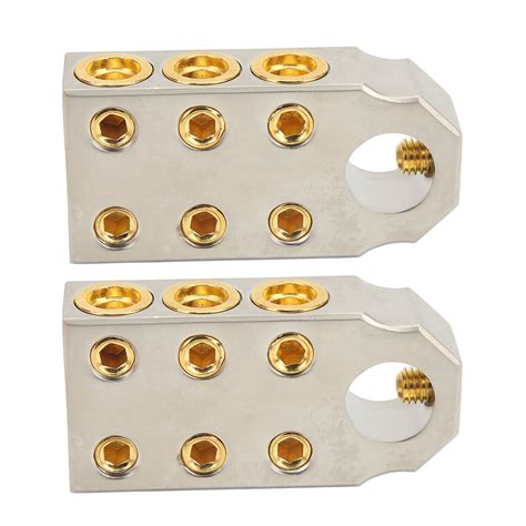 Pair Battery Terminal Clamp Positive Negative Audio Modification Golden