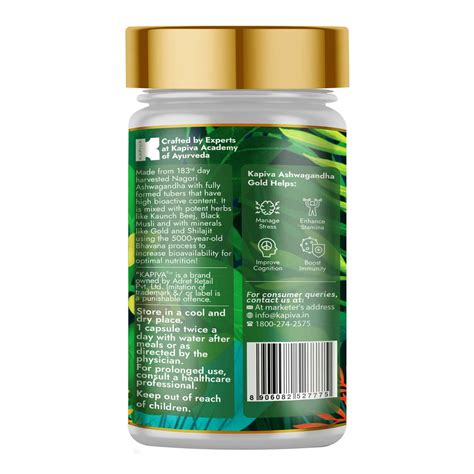 Buy KAPIVA ASHWAGANDHA GOLD CAPSULES HELPS IN STRESS MANAGEMENT 100