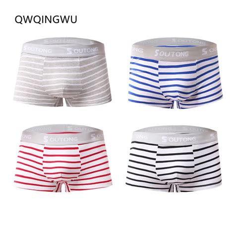 4pcs Cueca Boxer Cotton Underwear Men Sexy Fashion Striped Boxers Mens Underpants Shorts