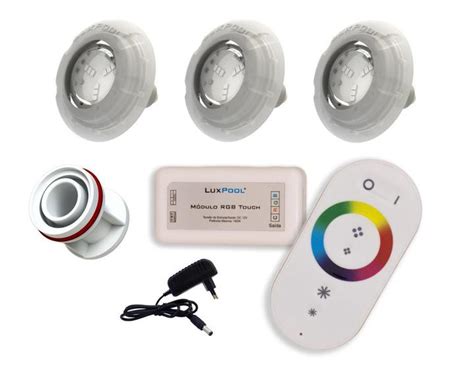 Kit Leds Rgb Piscina Controle Fonte Adaptador Mm Luxpool