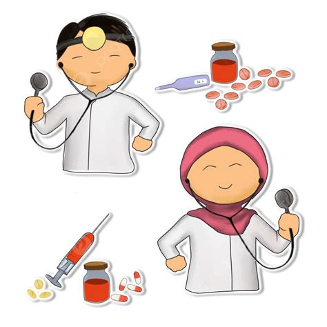 Gambar Set Stiker Lucu Dokter Karakter Profesional Set Stiker Karakter Profesional Dokter Png