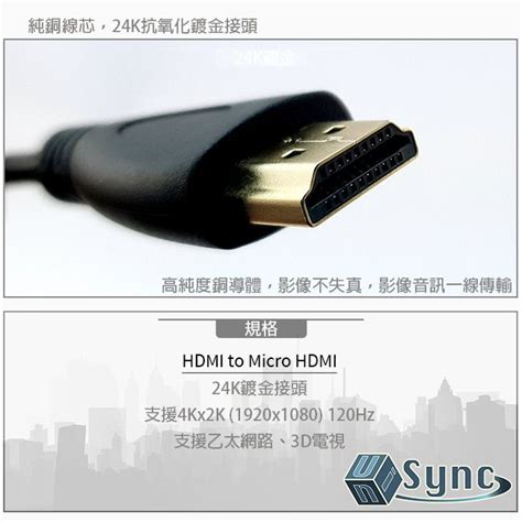 Unisync Hdmi轉micro Hdmi高畫質影音認證傳輸線 18m Pchome 24h購物