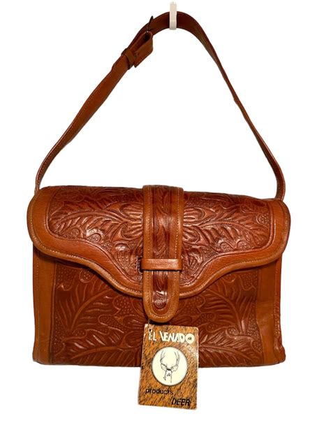 Mexican Tooled Leather Bag Nos Gem