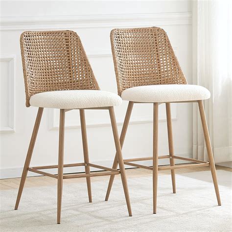 amazoncom rattan bar stools set     seat counter height bar