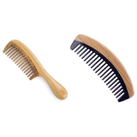 Green Sandalwood Hair Combs Wide Tooth Wide Tooth Wooden Detangling