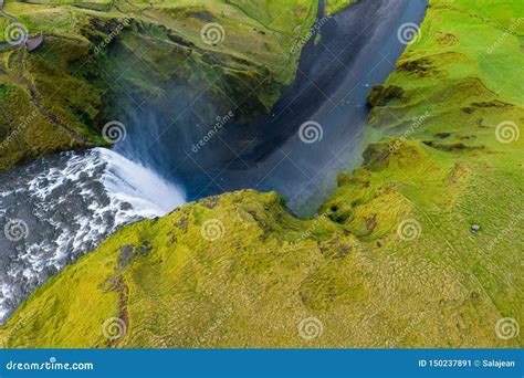 Aerial View of Skogafoss Waterfall in Iceland Stock Image - Image of ...