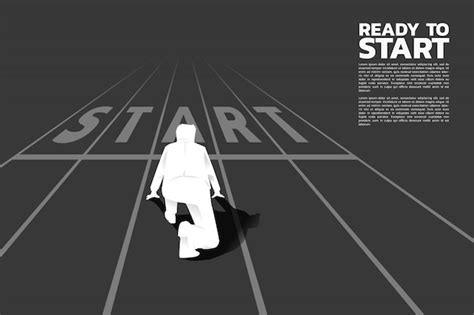 Premium Vector Silhouette Of Businessman Ready To Run From Start Line