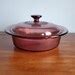 Vintage Corning Visions Large Cranberry Casserole Dish With Lid 1 5 Qt