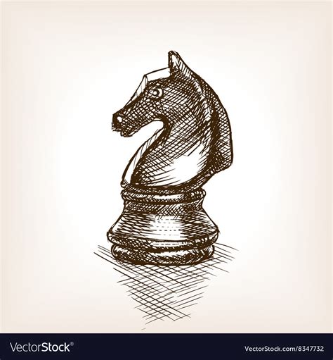 Chess knight sketch Royalty Free Vector Image - VectorStock