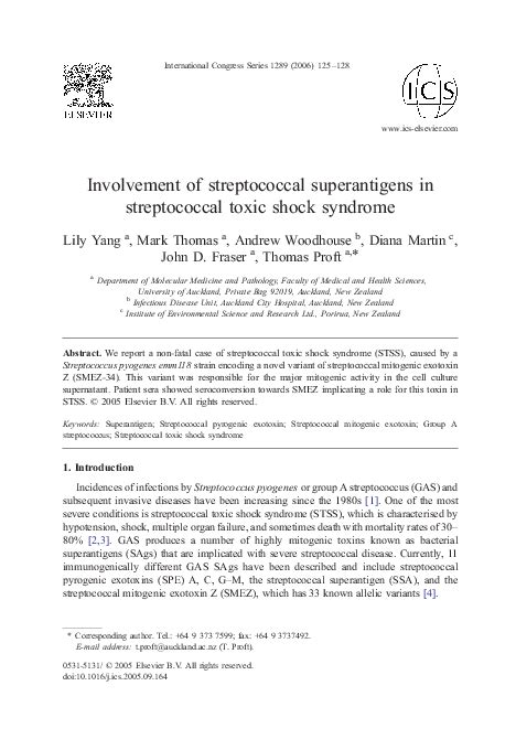 Pdf Involvement Of Streptococcal Superantigens In Streptococcal Toxic