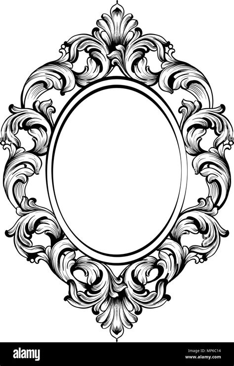 Baroque Frame Decors Detailed Rich Ornament Vector Illustration