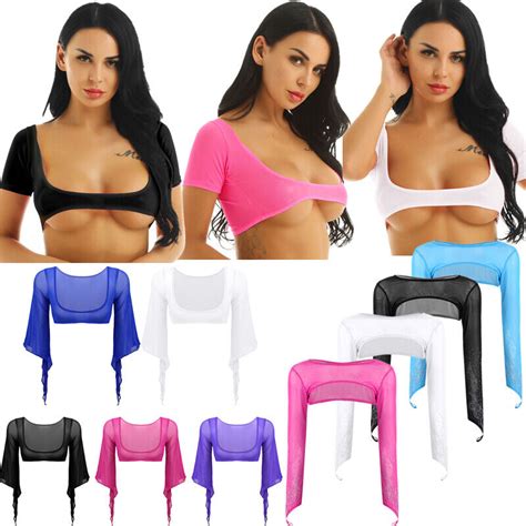 Womens Sexy Open Chest Tank Top Short Sleeve Vest Blouse Casual Crop