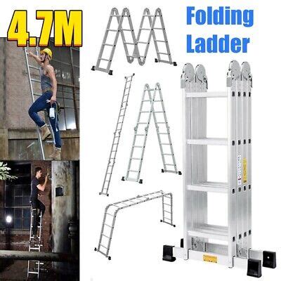 4 7M Aluminium Folding Ladder Multi Purpose Heavy Duty Extendable