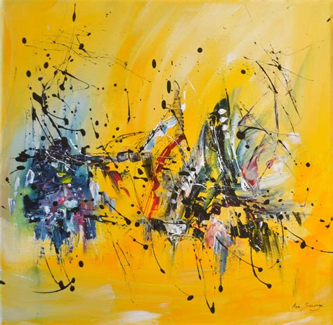 Tableau Abstrait Jaune Moderne Unique Et Original Painting