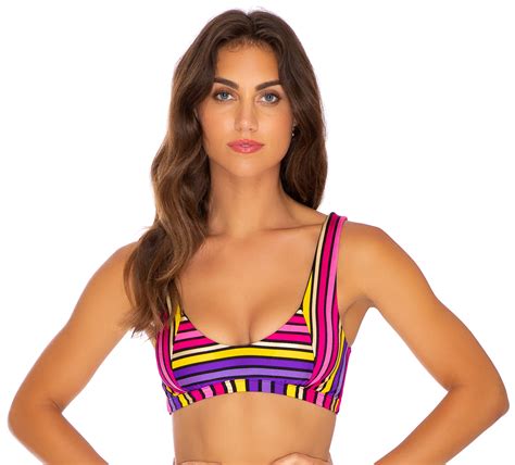 Bra Bikini Top In Colorful Stripes Top Party Ruched Multicolor Luli