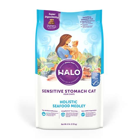 Halo Sensitive Stomach Holistic Seafood Medley Dry Cat Food, 6 lbs. - Pet Food Ratings