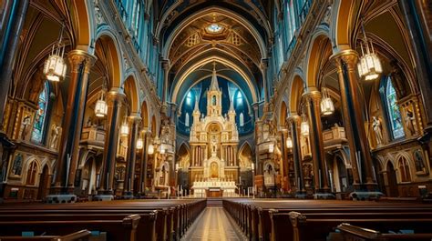 Premium Photo | The interior of grand church with intricate ...