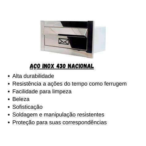 Caixa Correio Inox Carta Revista 14cm Profundidade DB MadeiraMadeira