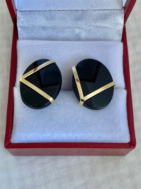 K Gold Black Onyx Oval Cabochon Post Backings Yellow Gold Etsy