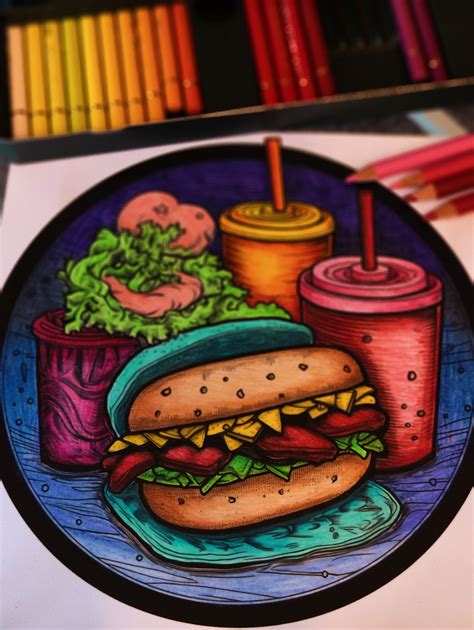 Fast Food Adult Coloring Pages Digital Download 36 Pieces Etsy