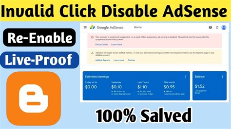 Adsense Account Disabled Due To Invalid Click Activity How To Re Enable