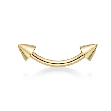 Lavari Jewelers Womens Curved Barbell Eyebrow Ring With Spikes 14k