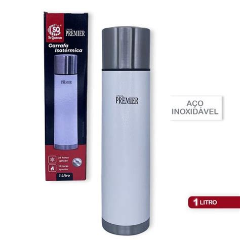 Garrafa de Água Térmica Inox Squeeze Quente e Frio 1 litro Branca