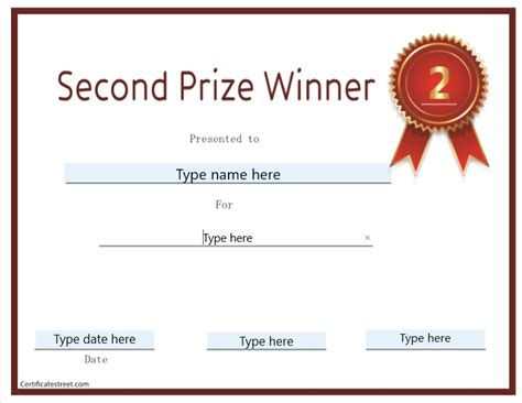 9 Free Second Prize Certificate Templates - Free Word Templates