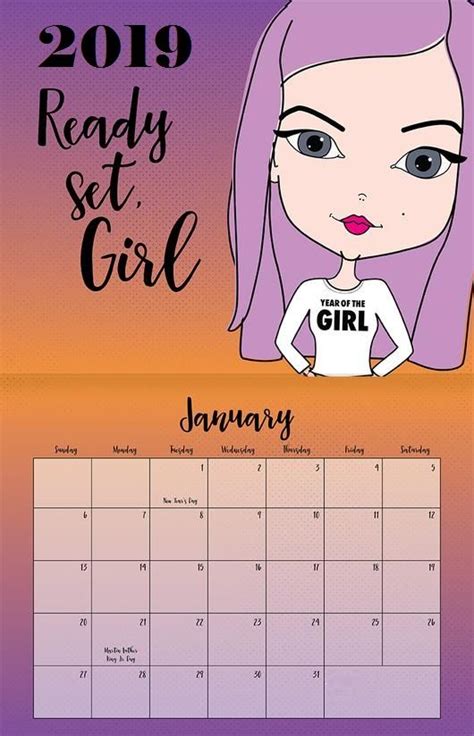 Cute January 2019 Wall Calendar Calendar Wallpaper Print Calendar