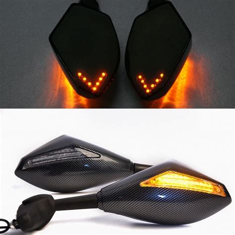 Pair Of Motorcycle Led Turn Signal Integrated Indicator Rearview