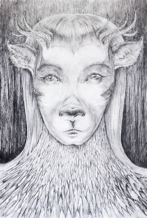 Deer Face Morph Drawing By Kamil Hajek Pixels