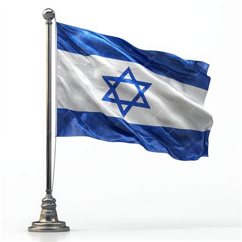 Israel Flag Waving On Pole Isolated On White Background 3d Illustration Premium Ai Generated Image