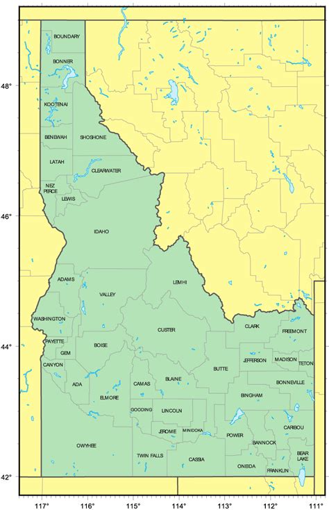 Counties Map of Idaho - MapSof.net