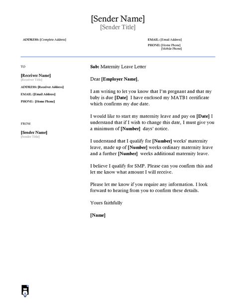 12 Maternity Leave Letter Of Intent Templates