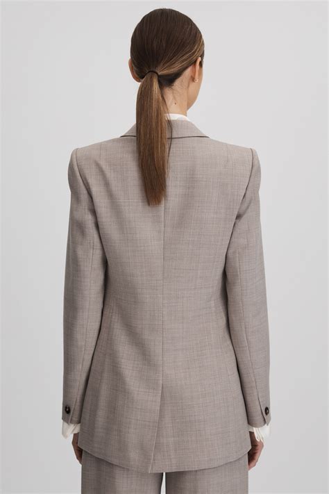 Buy Reiss Oatmeal Hazel Tailored Wool Blend Double Breasted Suit Blazer