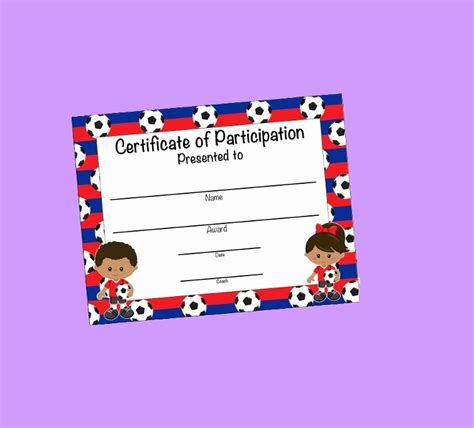 20 Soccer Participation Certificate Template Dannybarrantes Template