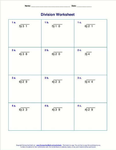 Division Worksheet For Grade 3 Long Division Worksheets Division Worksheets Division With