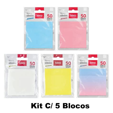 Kit Bloco Adesivo Transparente Keep C Blocos Folhas X Mm