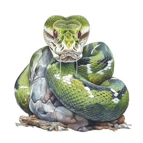 Um desenho de uma cobra verde uma grande cabeça e uma grande cauda