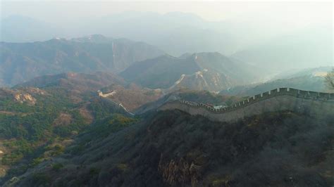 Great Wall of China. Aerial Drone Shot. Drone Flies Backwards and ...