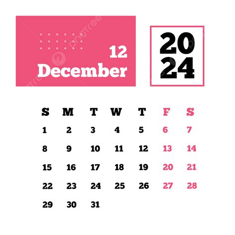 Monthly Calendar Design December 2024 Vector December 2024 Monthly