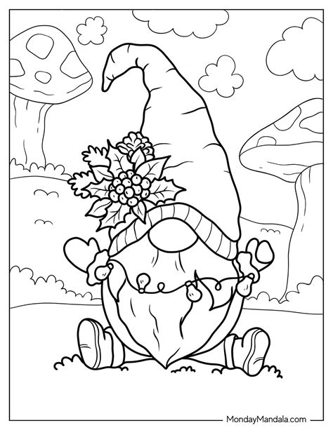 Christmas Gnome Coloring Pages - Coloring Nation