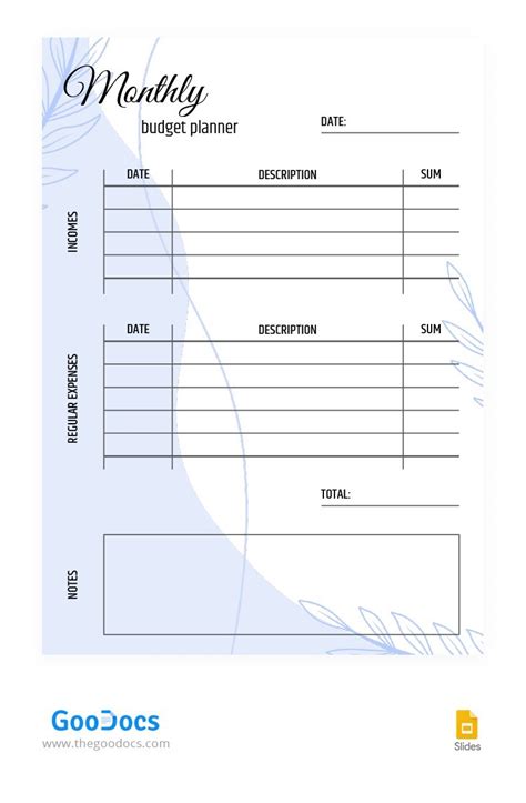 Lilac Summer Budget Planner Template In Google Slides